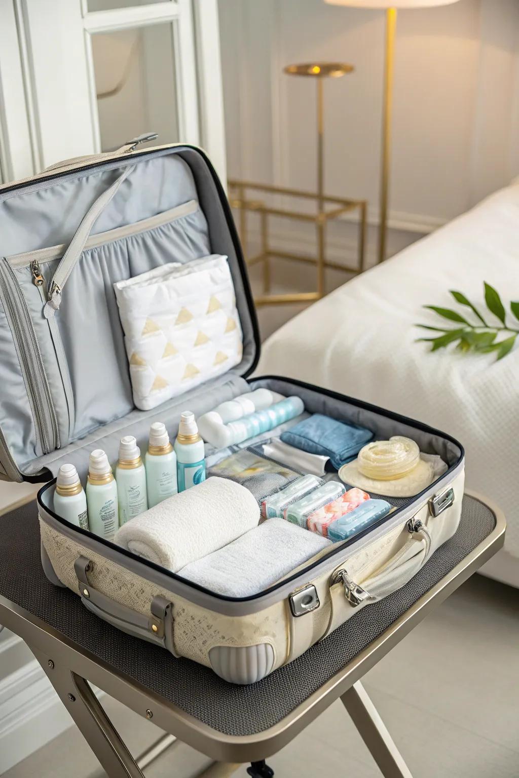 A considerate diaper traveling case for anticipating parents-to-be.