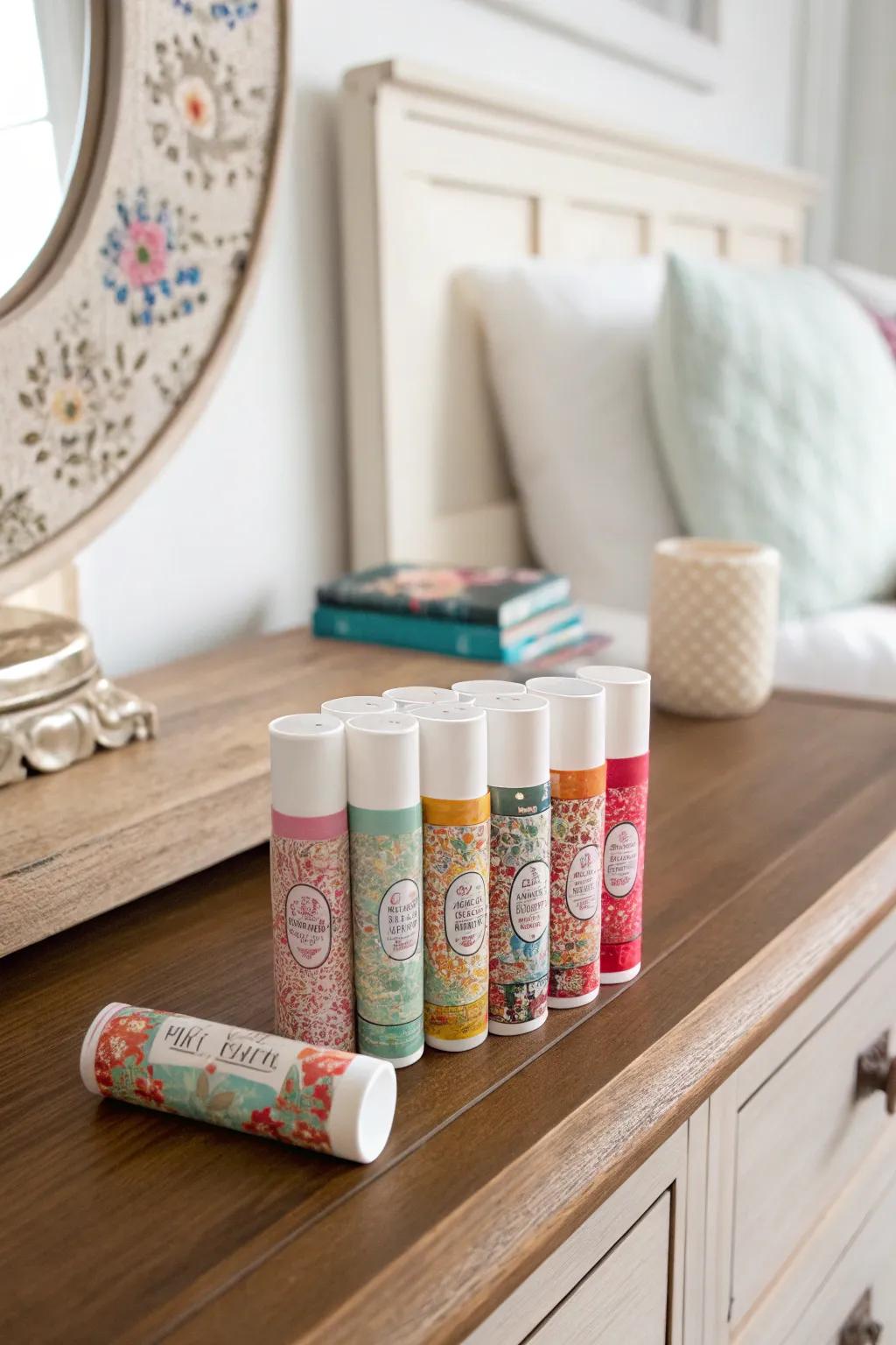 Utilitarian and pampering customized lip emollients.