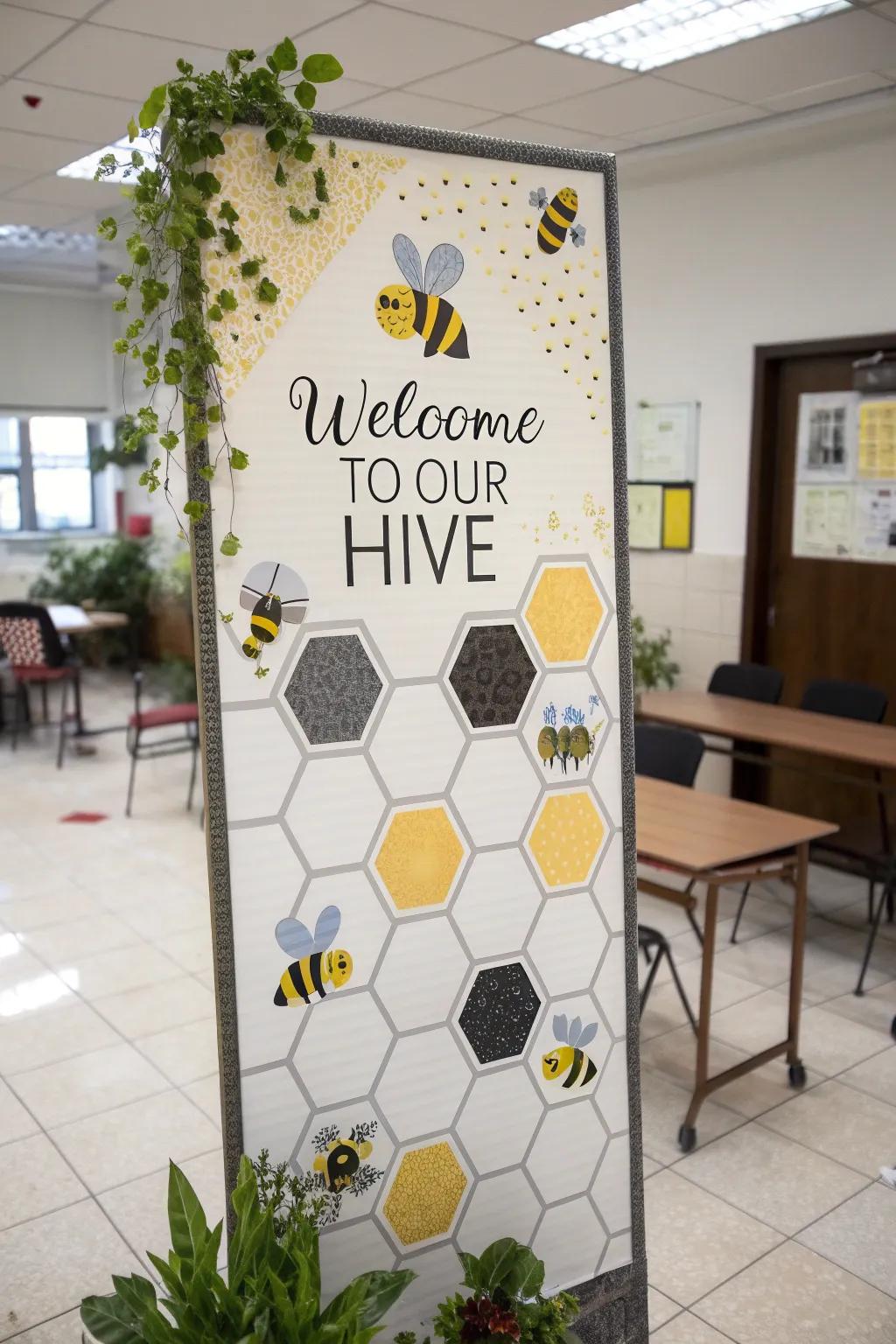 A bee-inspired design to promote community and cooperation.