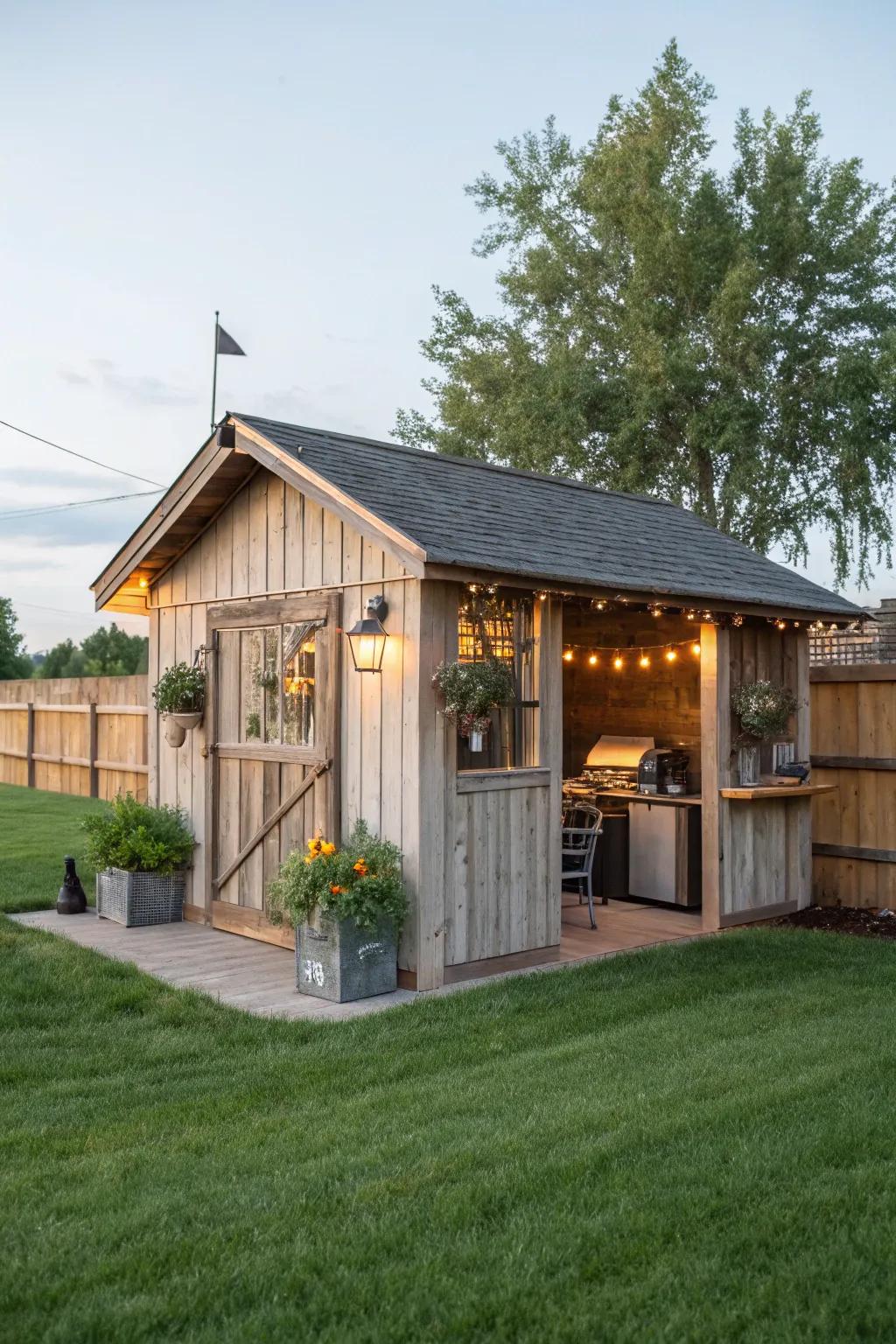 Rural charm thanks to a rural-style grilling station.