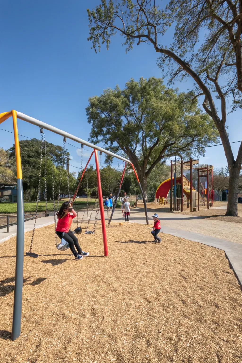 A fun and safe play area on crushed rock, perfect for kids.