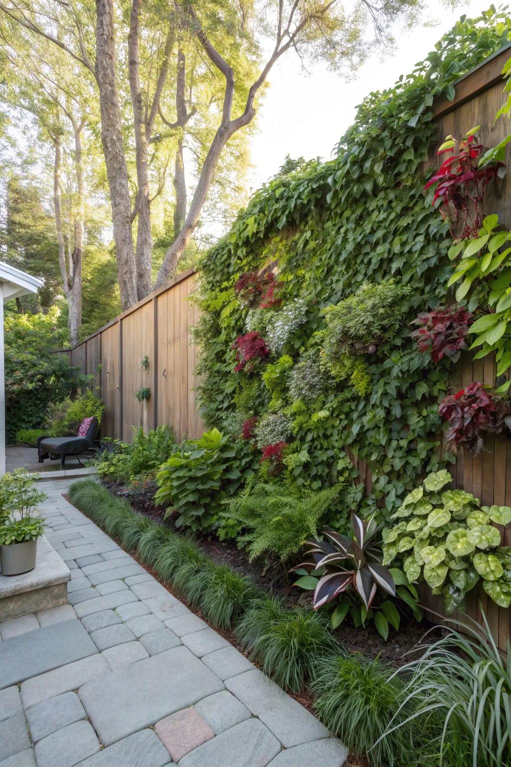 A verdant facade contributes a verdant impression and seclusion.