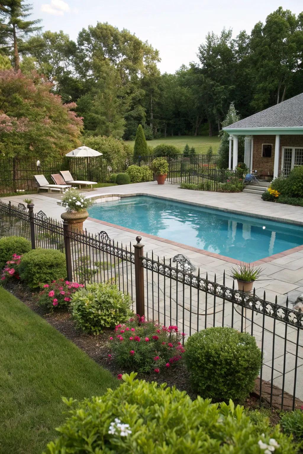 Decorated barriers introduce safety and design to your pool area.