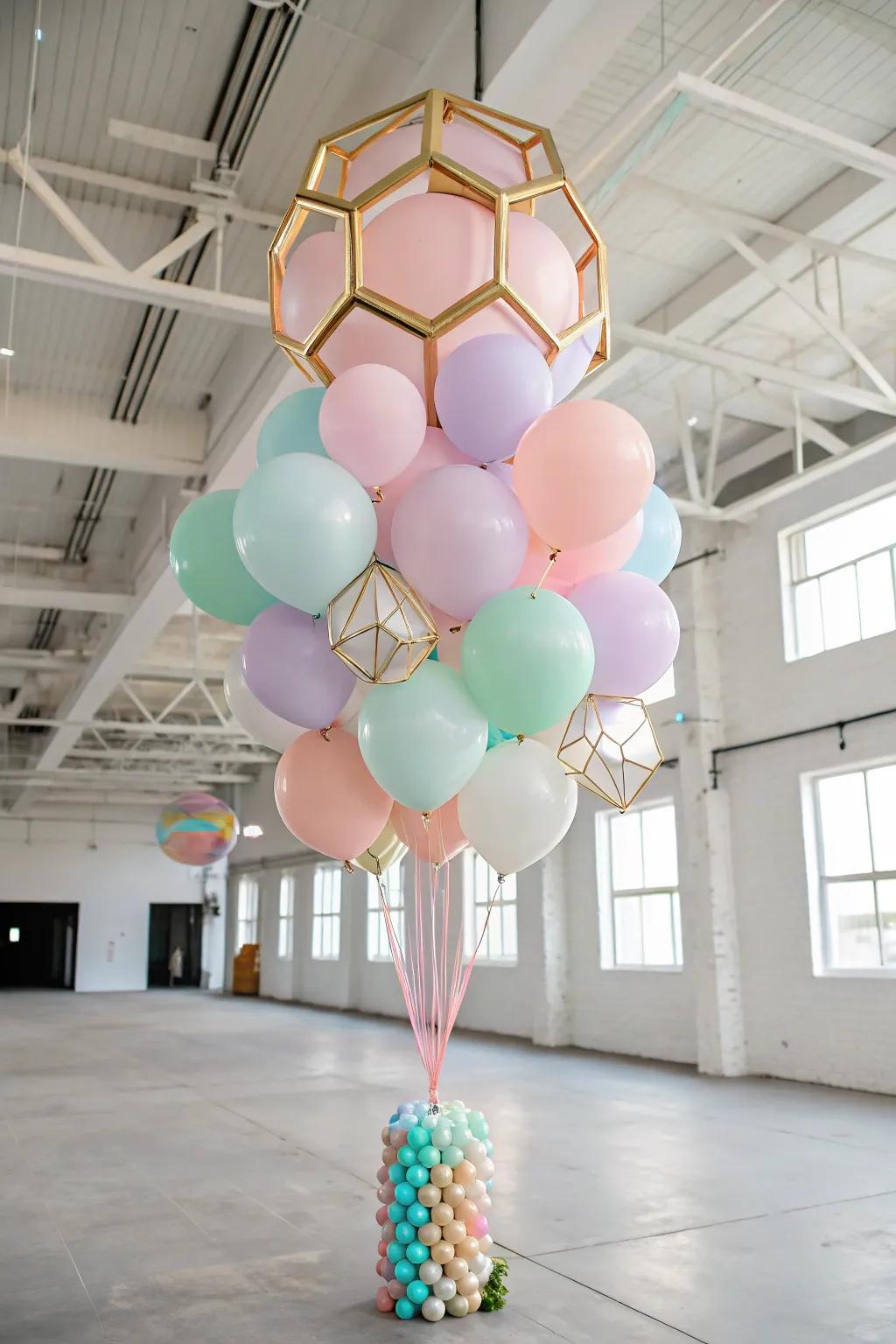 A formed balloon display that introduces a modern hint to every decoration.