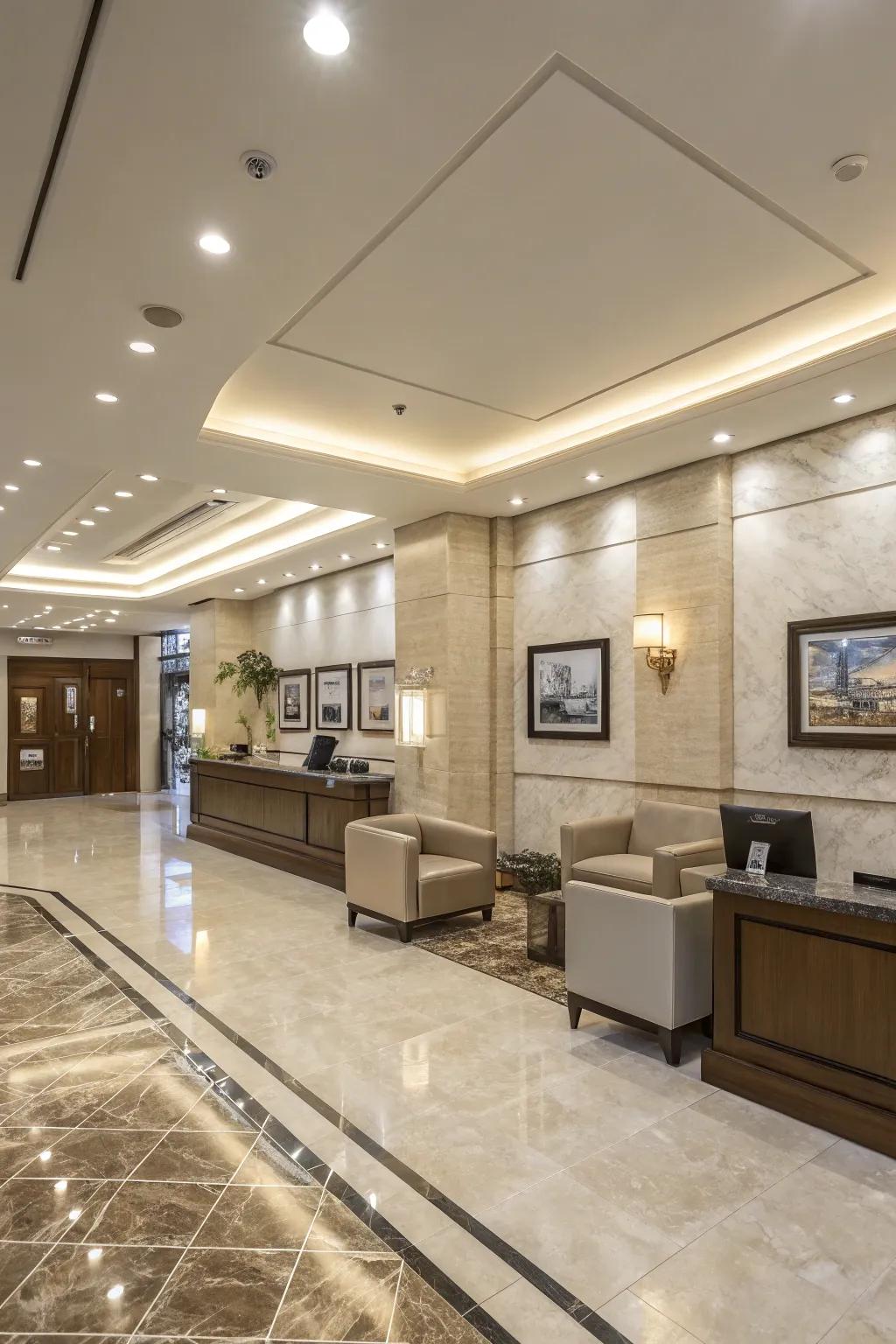 Neutral colors establish a timeless and professional ambiance.