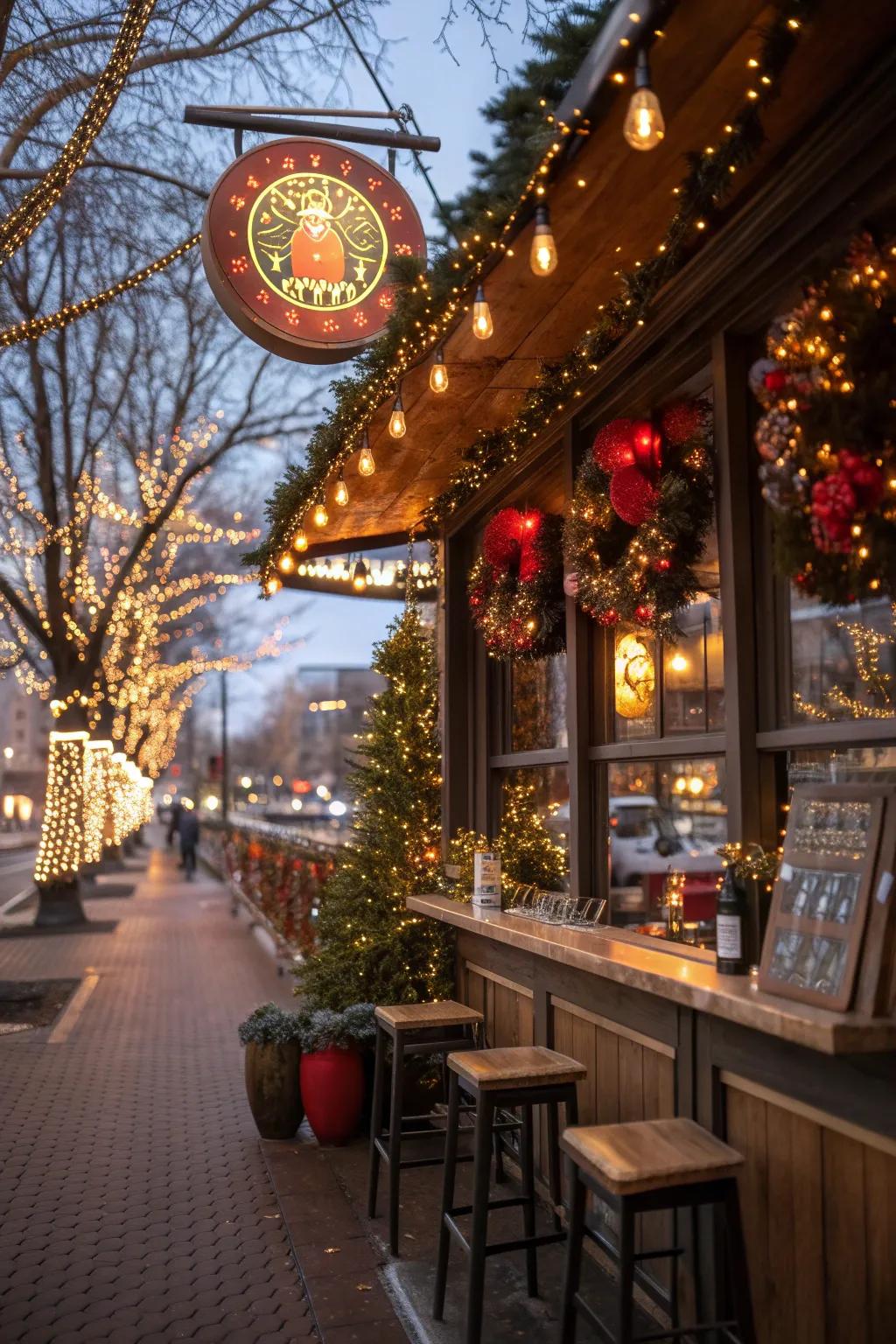 Seasonal signs add variety and keep bar decor fresh.