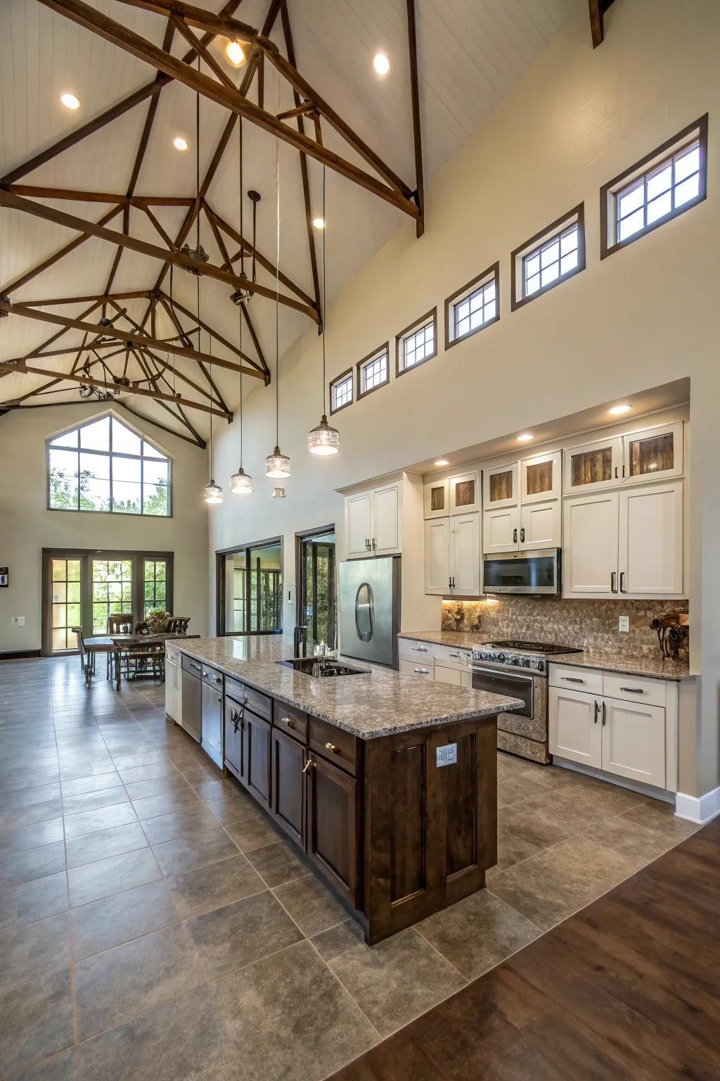 Elevated ceilings enhance the sensation of spaciousness and luxury.