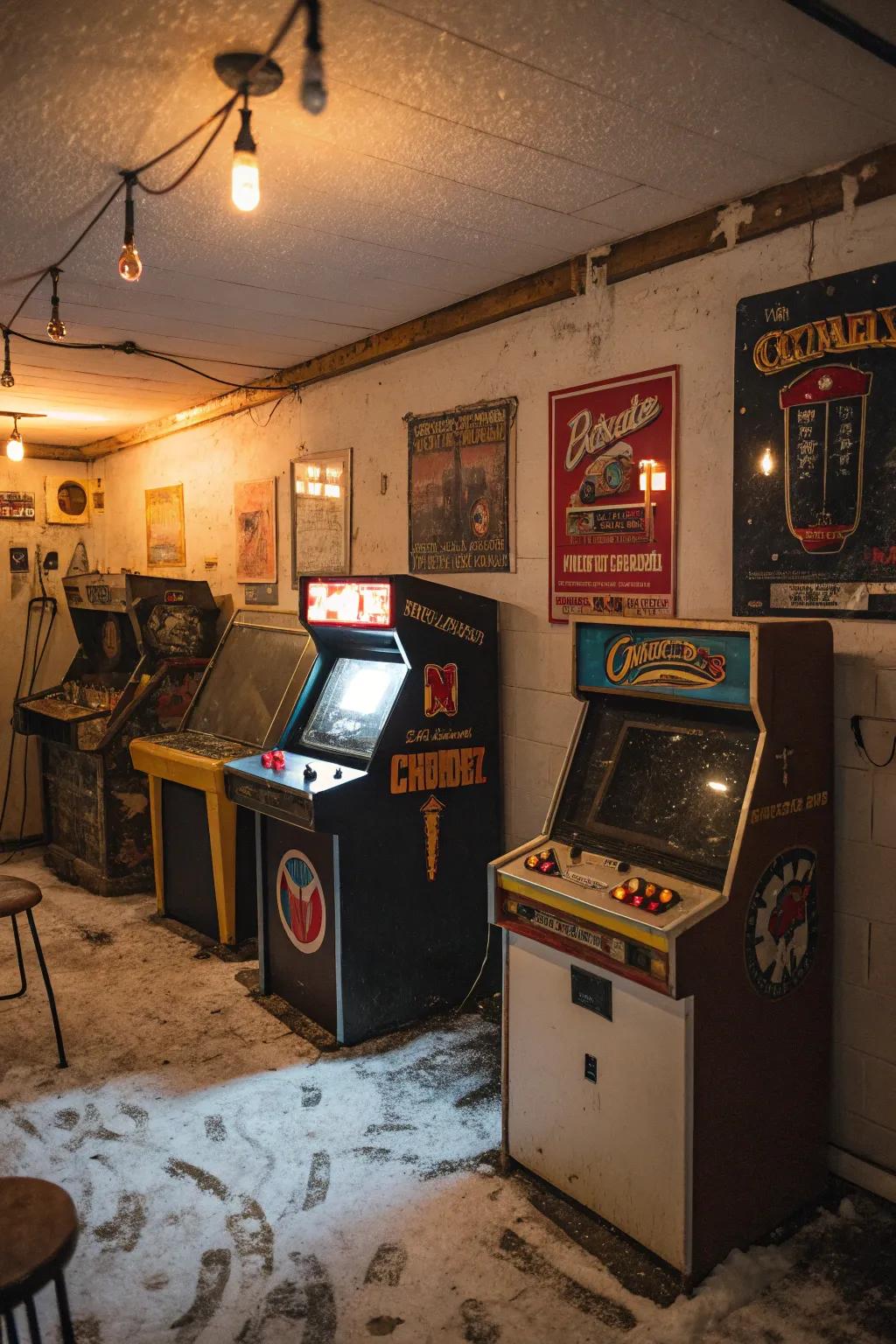 Take a trip back in time with a vintage game machine corner.