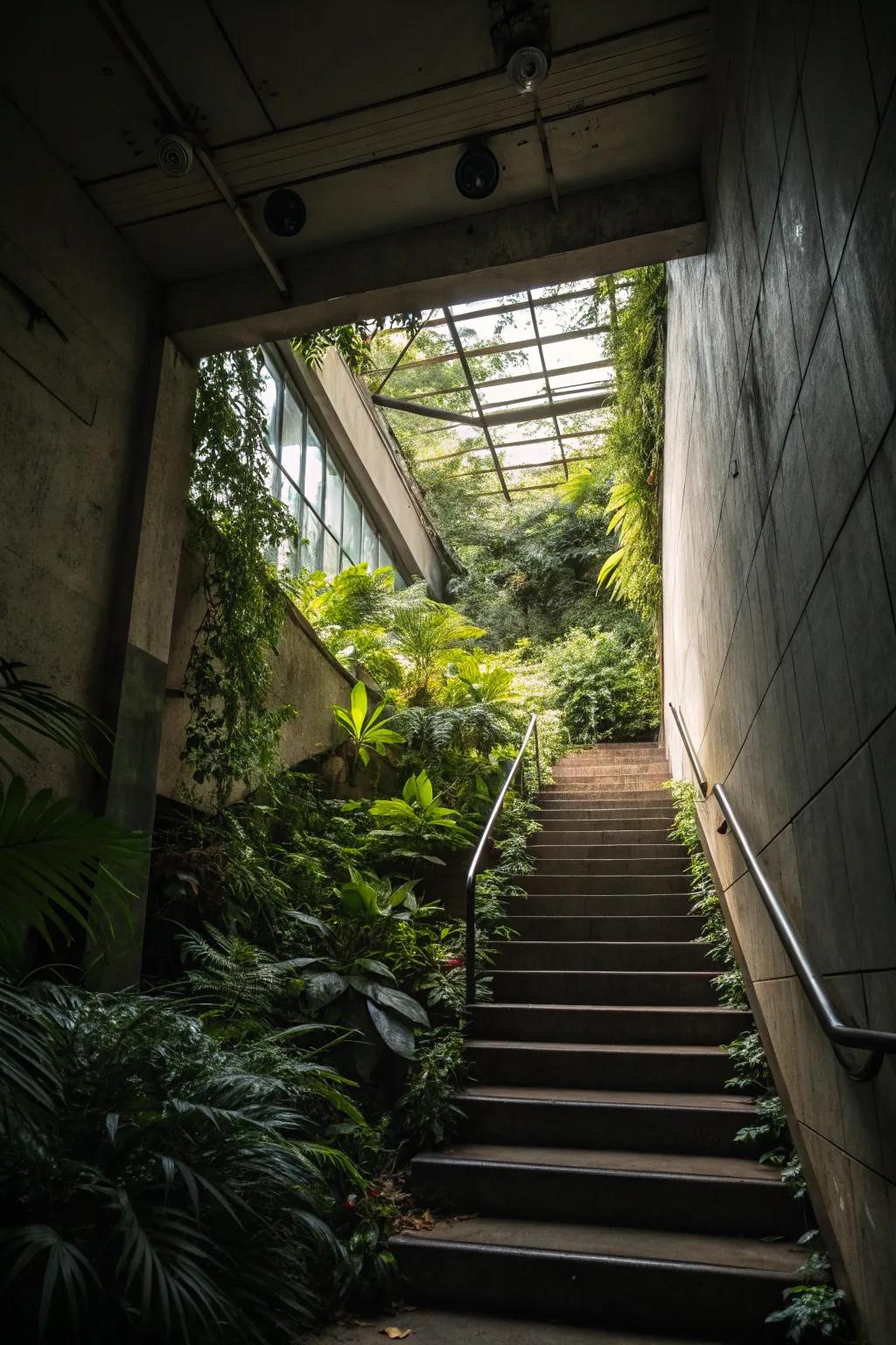 An interior atrium converts the descent into a refreshing escape.