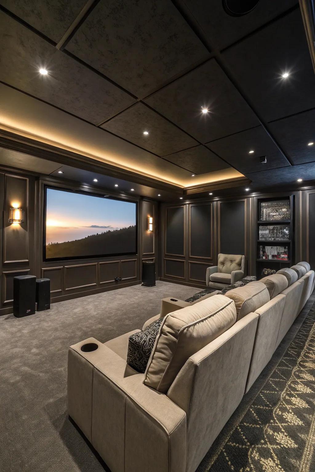 Hidden technology produces a sleek and uncluttered look in your home cinema.