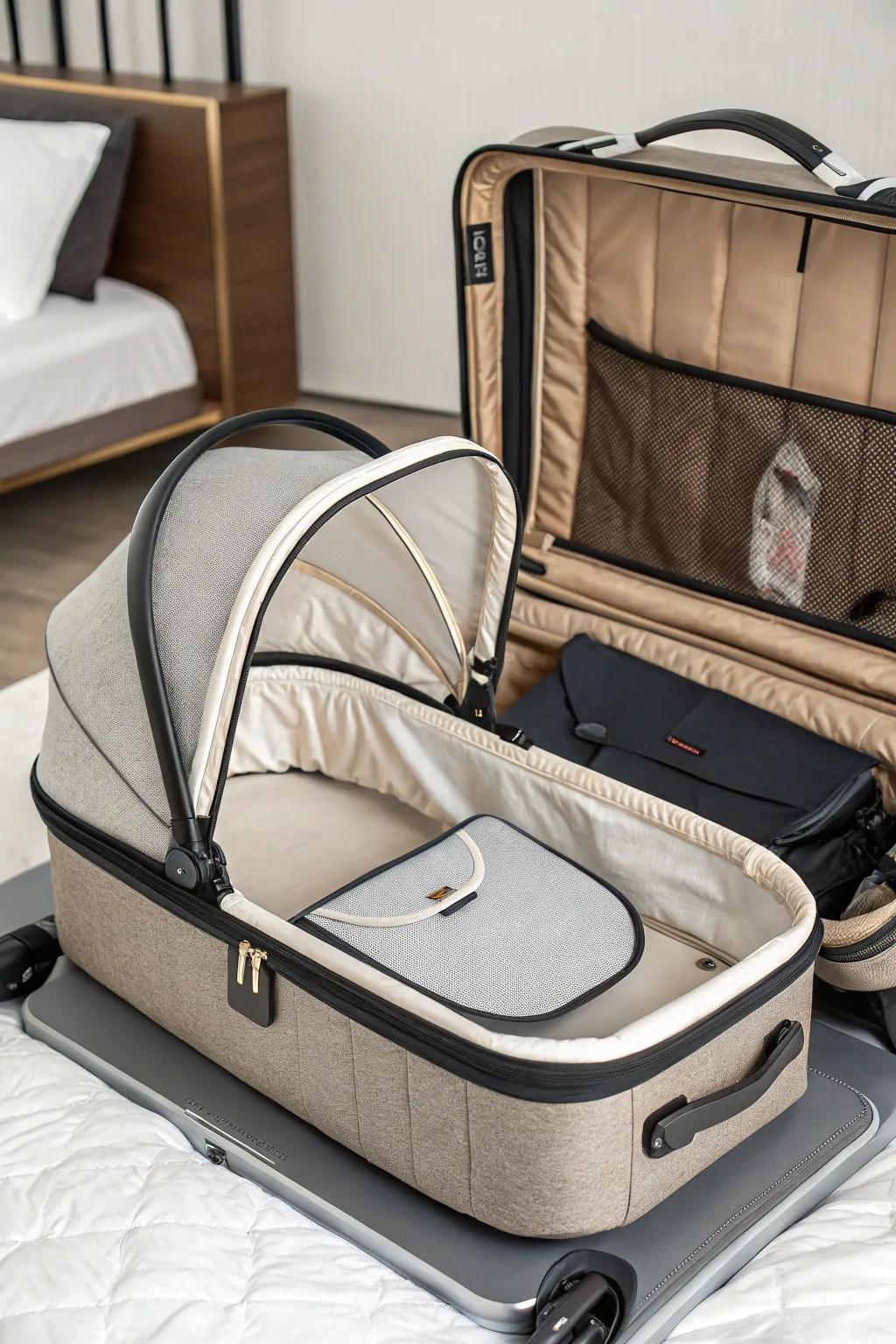Traverse with assurance utilizing a movable bassinet.