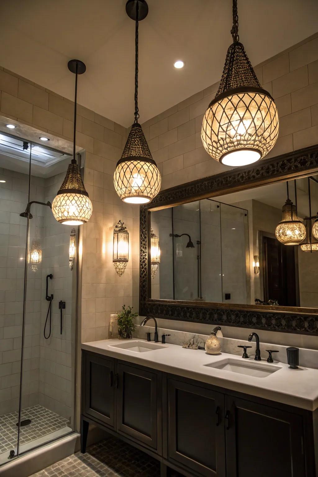 Hanging illumination appends showiness and artistry.