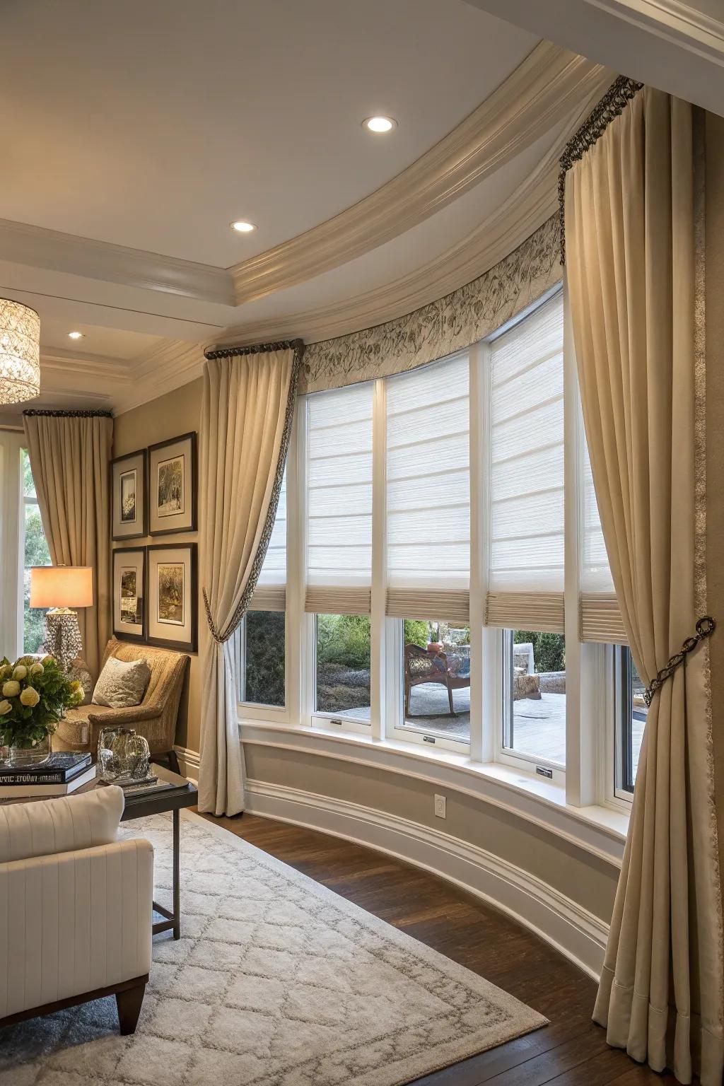 Motorized shades merge modern ease with design.