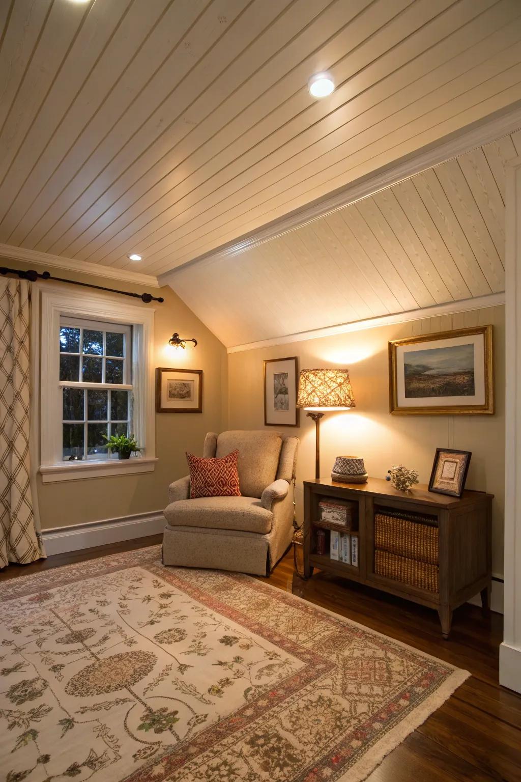 Grooved ceilings incorporate an unexpected design.