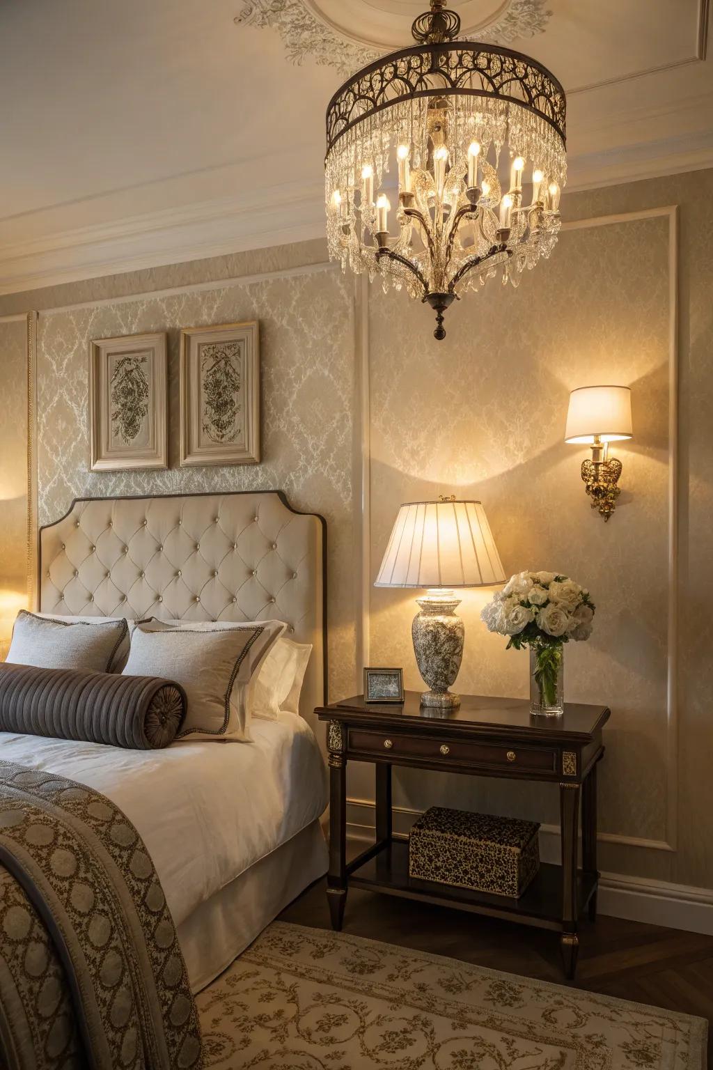 Layered lighting generates a balanced and inviting atmosphere.
