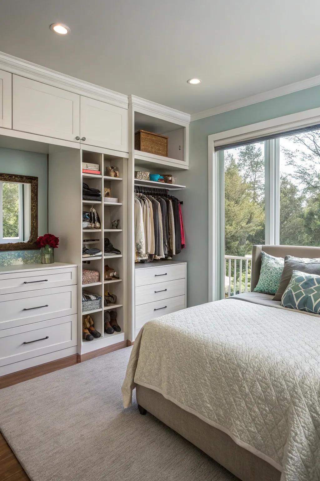 Utilitarian furnishings intermix design with practicality.