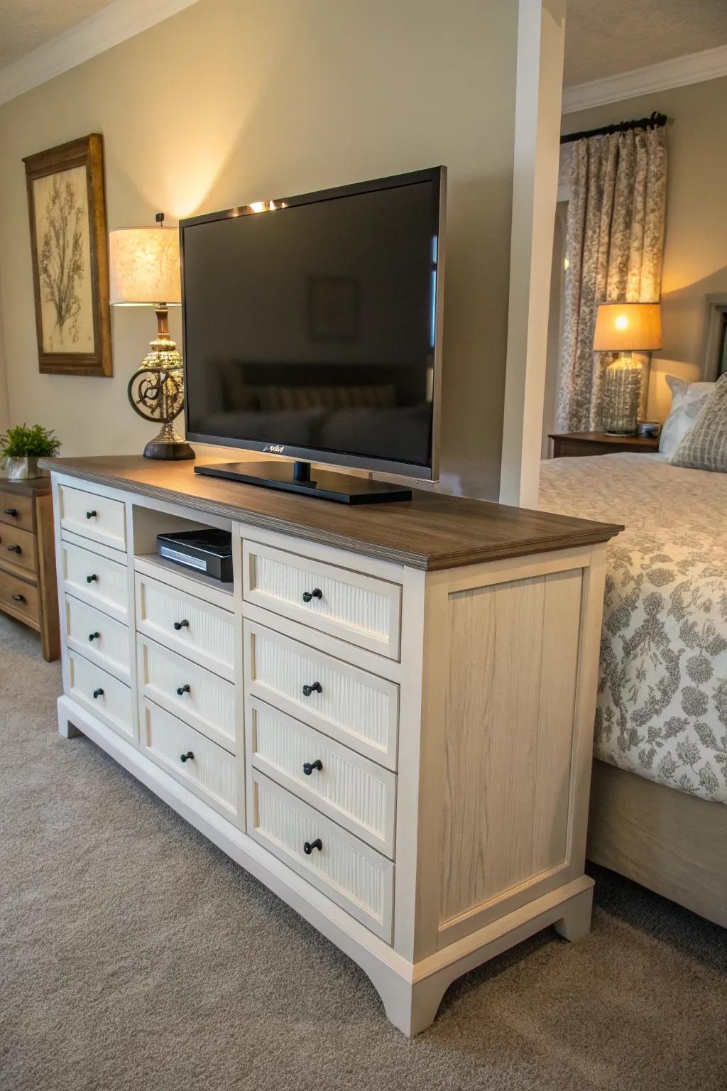 Dresser TV stands offer dual functionality.
