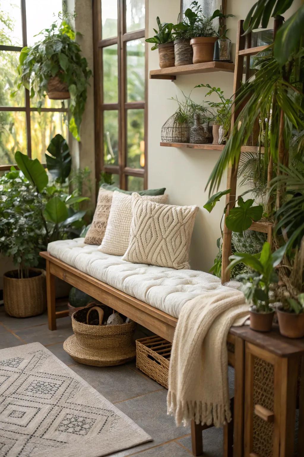 Natural material pads add eco-friendly elegance to your bench.