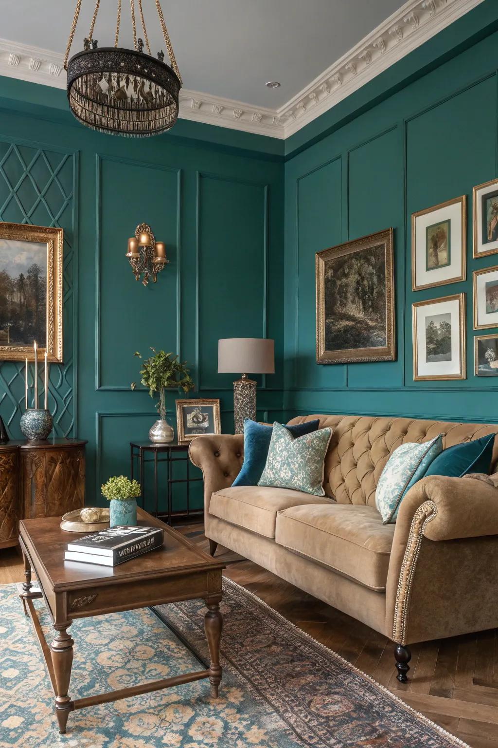 Teal gives a hint of opulence and refinement