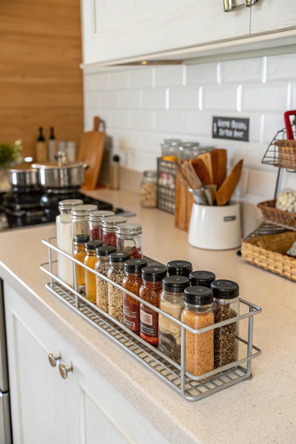 Practical and minimalist wire spice racks.