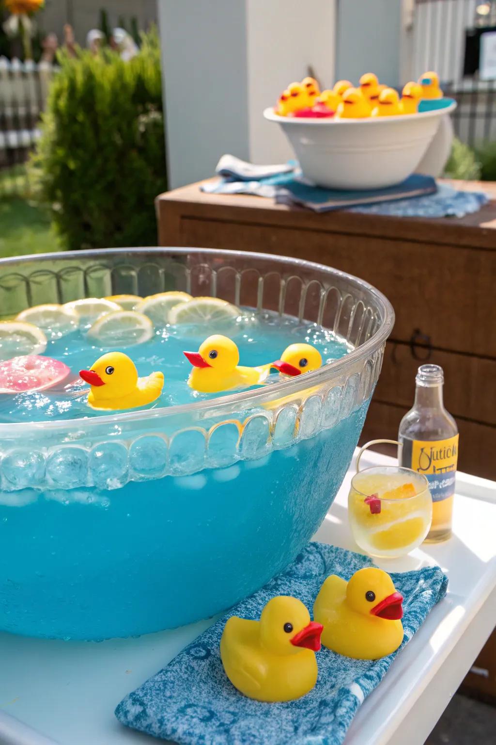 A whimsical miniature tub punch bowl for beverages.