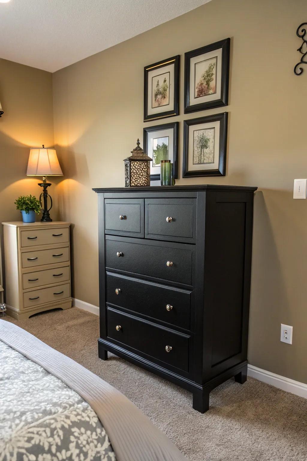 Furniture pieces that create contrast make a stylish statement.