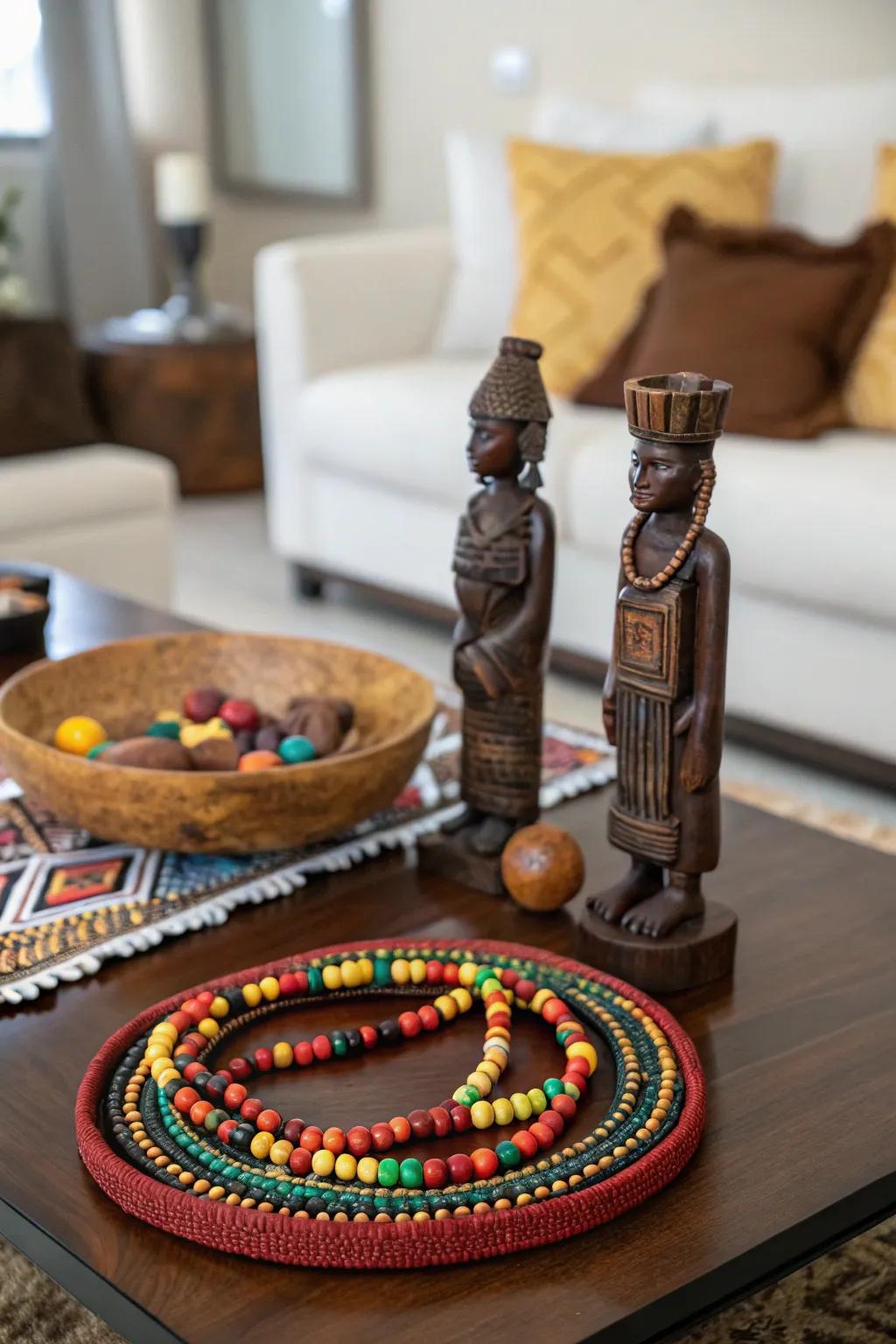 A centerpiece featuring cultural components enhances sophistication and depth.