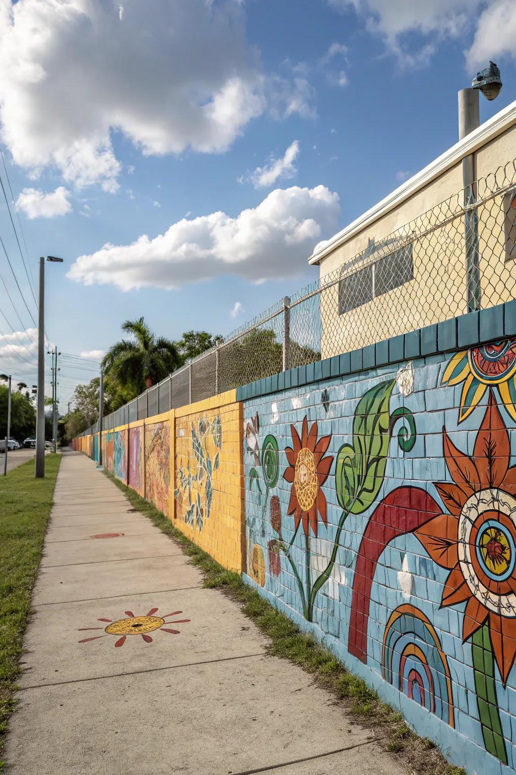 Design inhabited artwork with murals or mosaics.