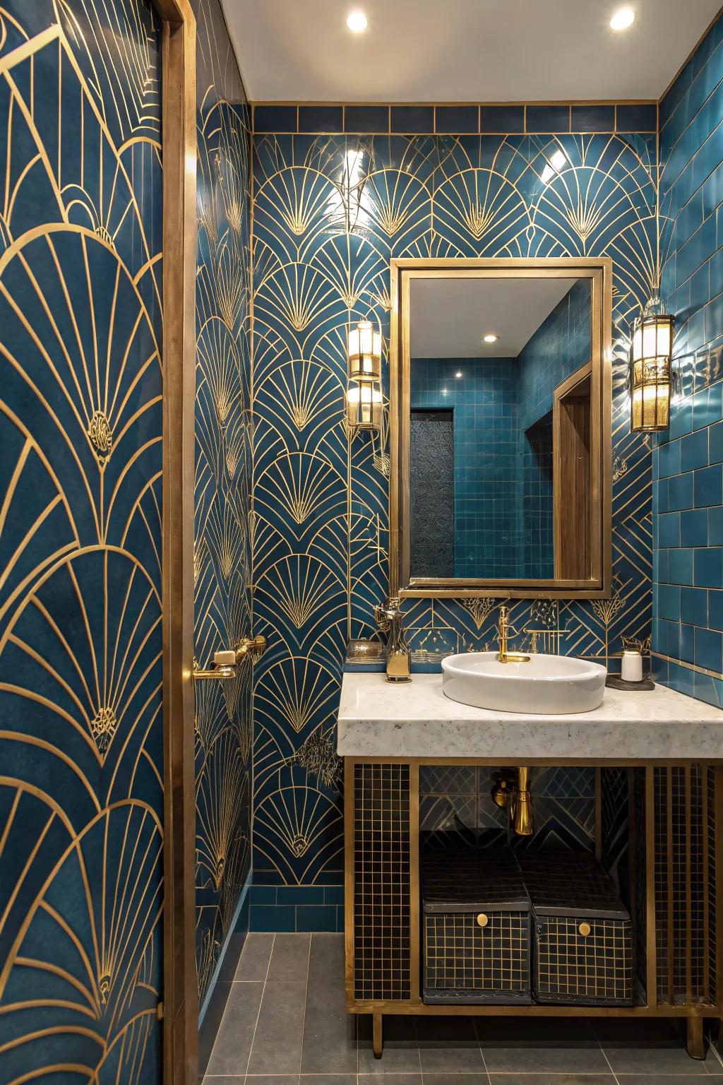 Your bathroom will have a hint of vintage glitz thanks to art deco-inspired ceramic.