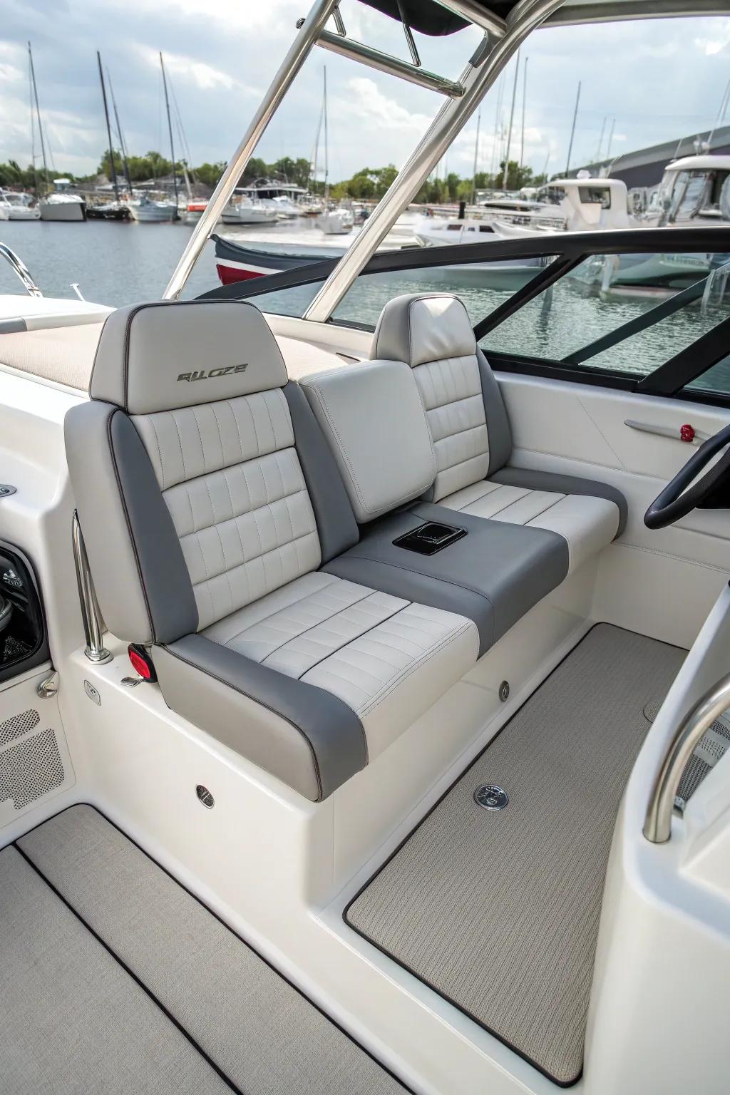 Effortless upkeep through easy-to-clean fabrics for a hassle-free boat interior.