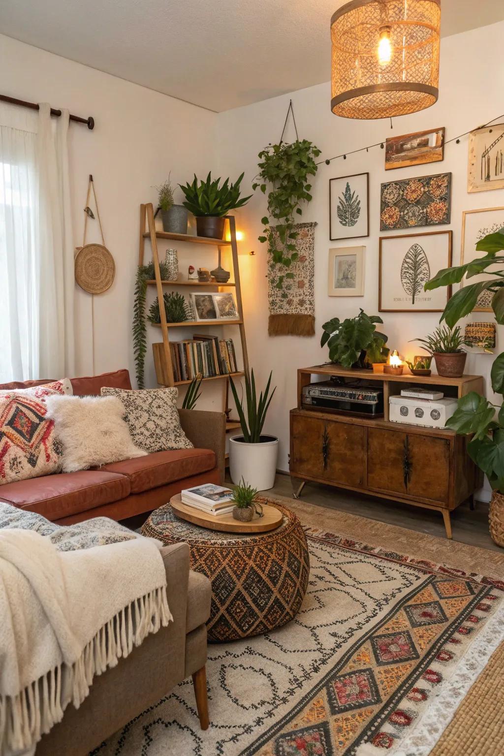 Vintage meets modern in a bohemian setting.