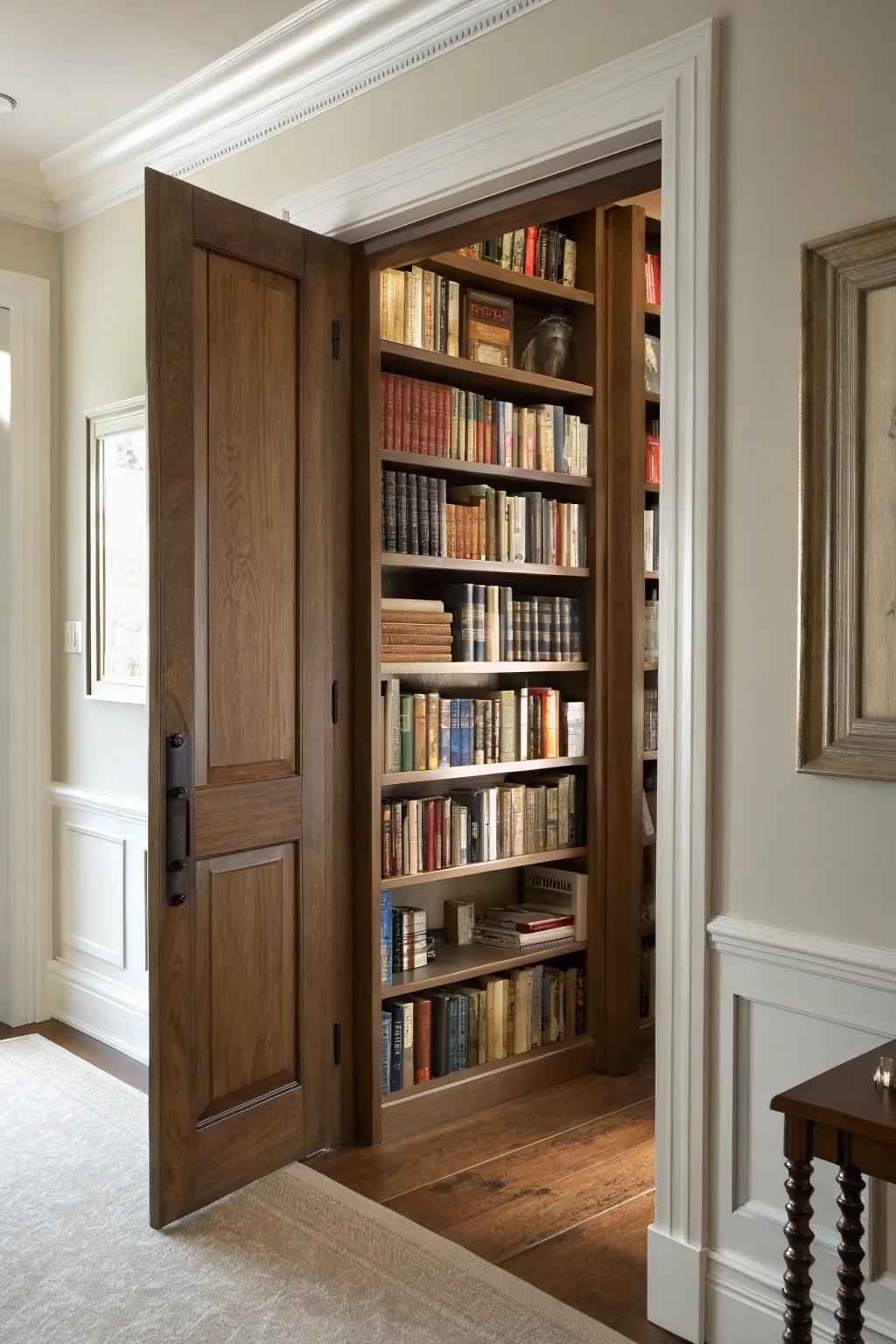 A hidden door adds mystery and intrigue.