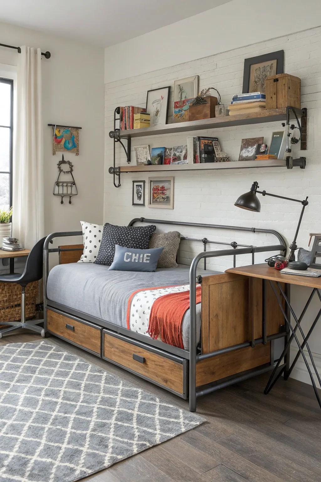 Achieve a bold and stylish look with an urban-inspired daybed.