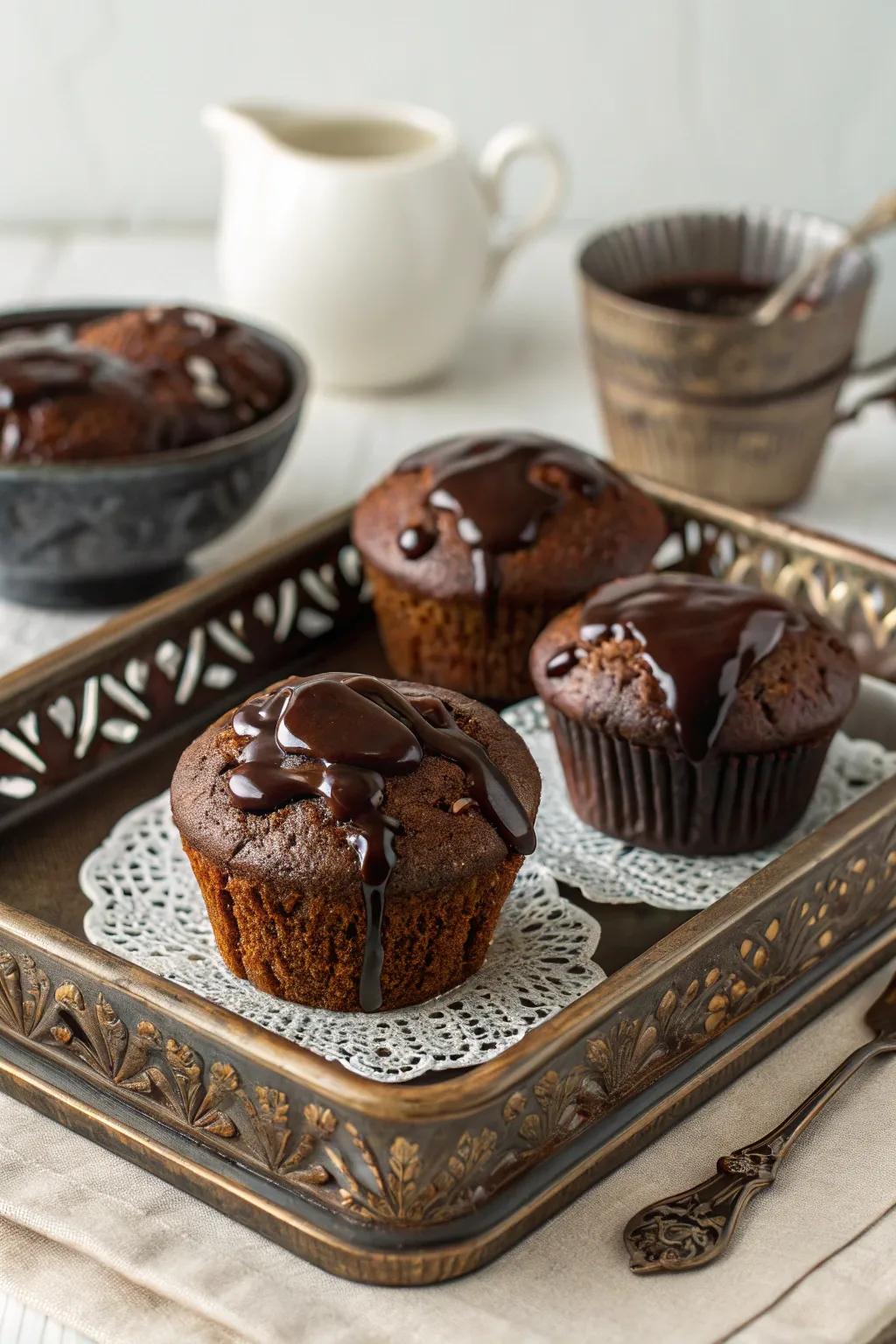 Dark muffins deliver a sugary and decadent commencement to your day.
