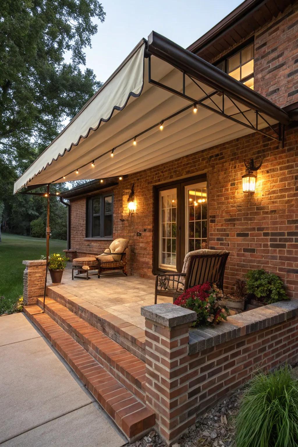 A covered porch provides a comfortable retreat regardless of the weather.