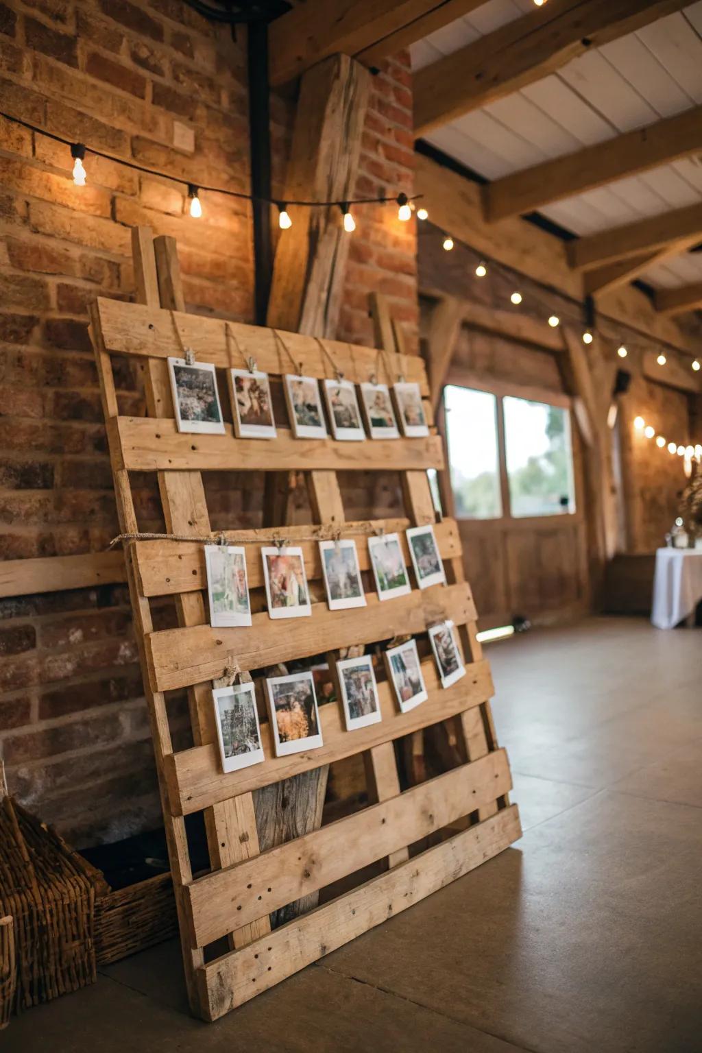Countryside pallet utilized as a captivating image holder.