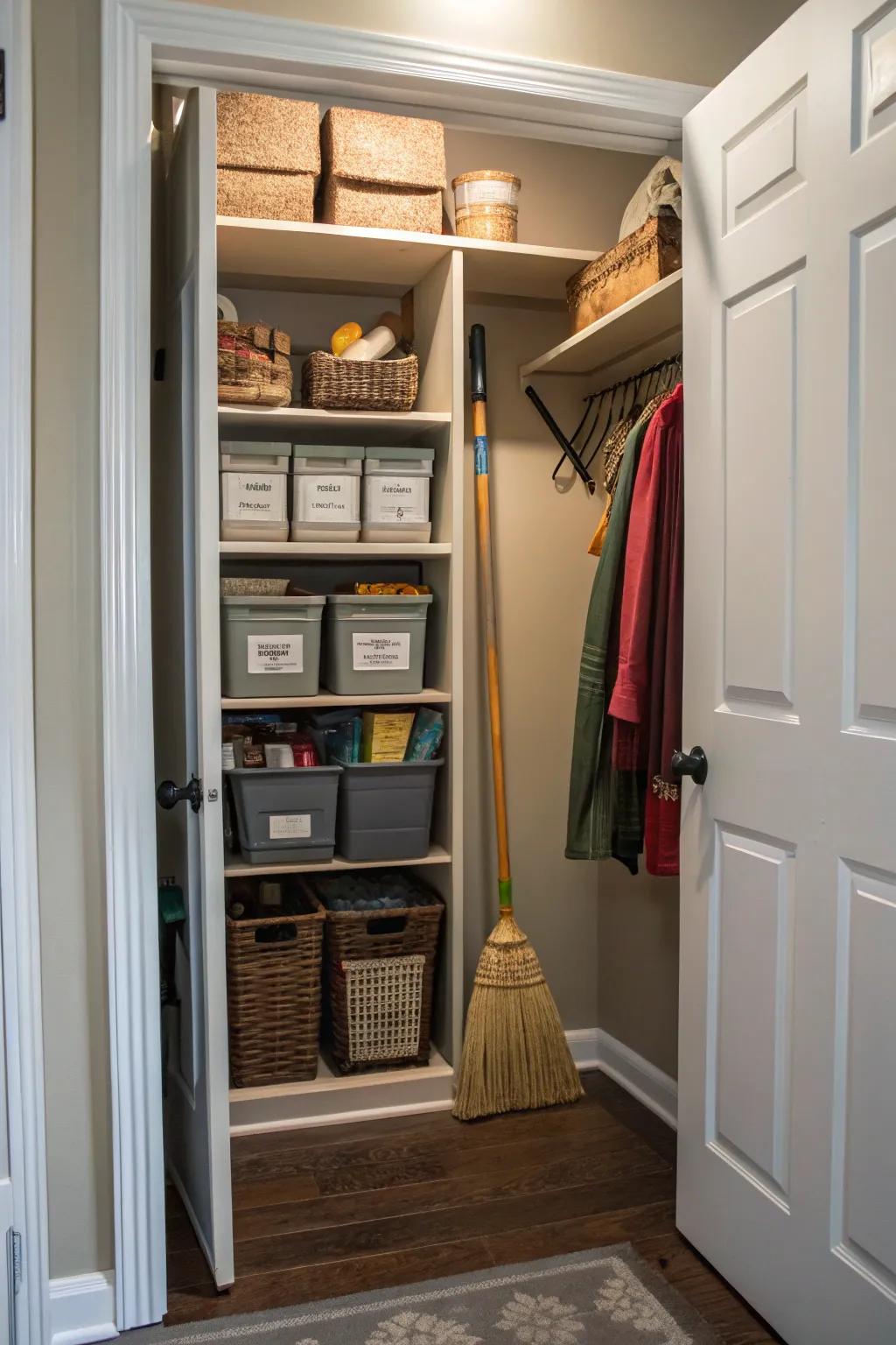 To keep your closet looking neat and organized, use hidden areas.