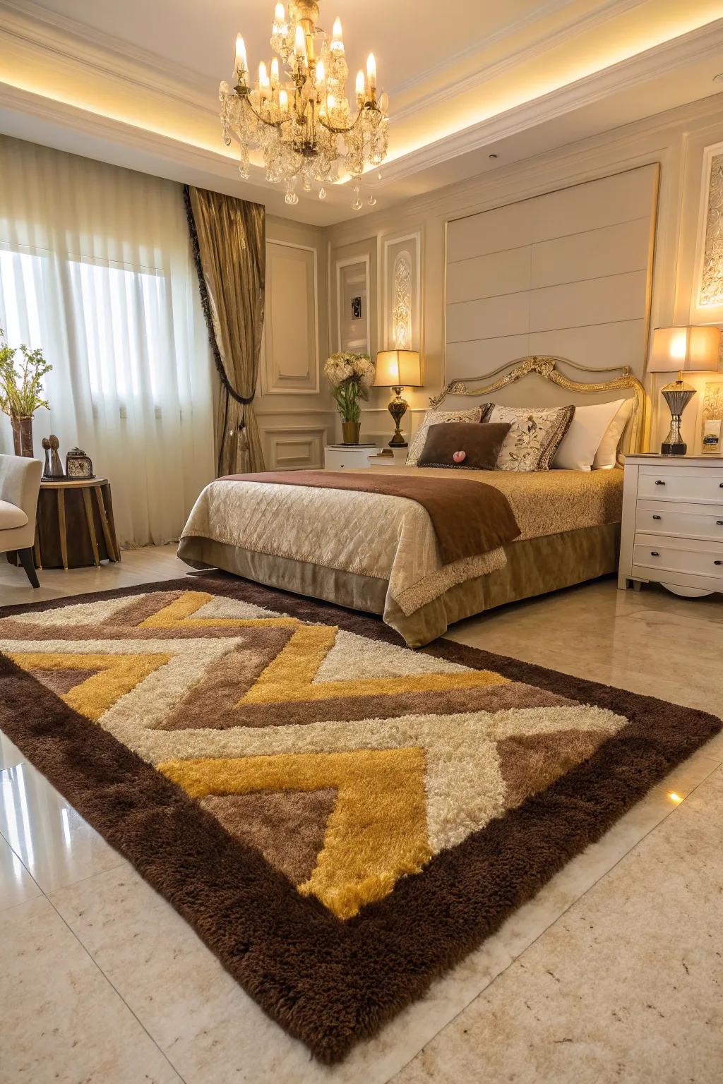 A soft area rug adds comfort and unifies the space.