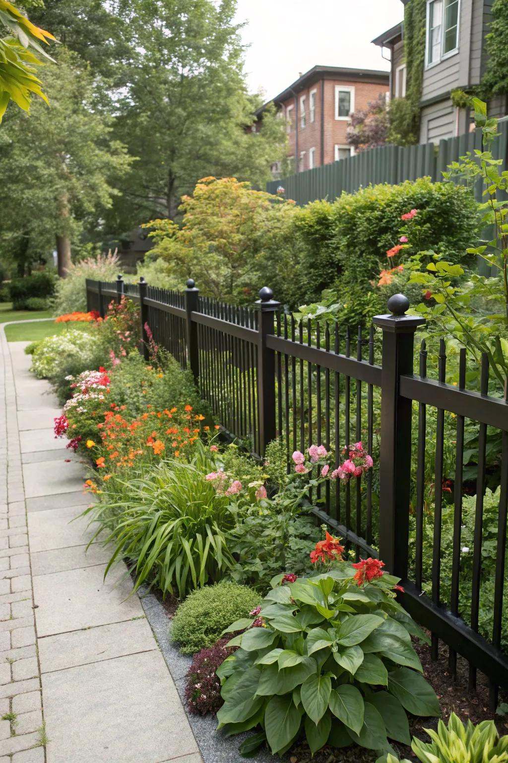 Black paint adds depth and makes greenery pop in your garden.