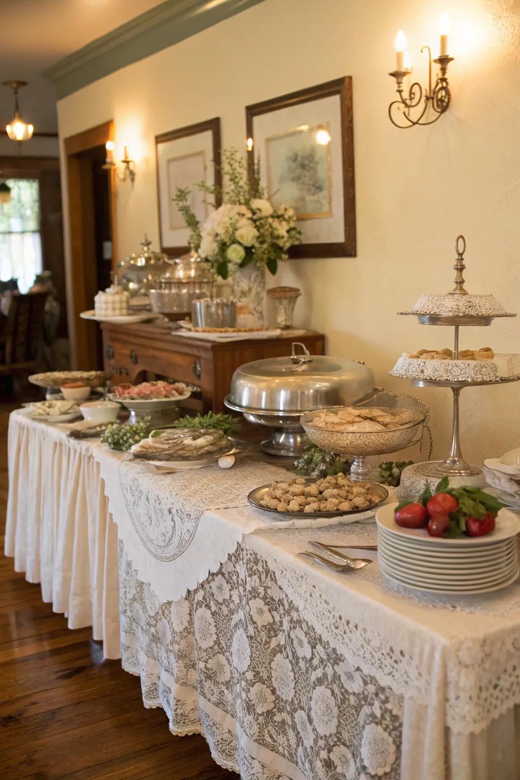 Old-fashioned charm brings nostalgia to your buffet.