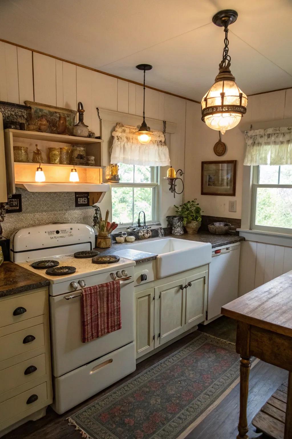 A cottage kitchen enriched with charming vintage touches.