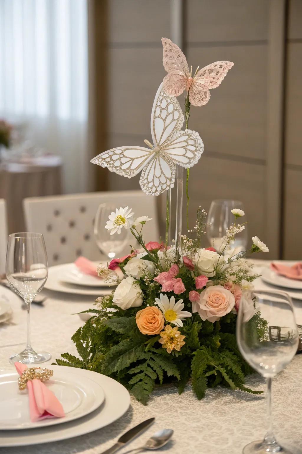 A butterfly centerpiece is ideal for gatherings.