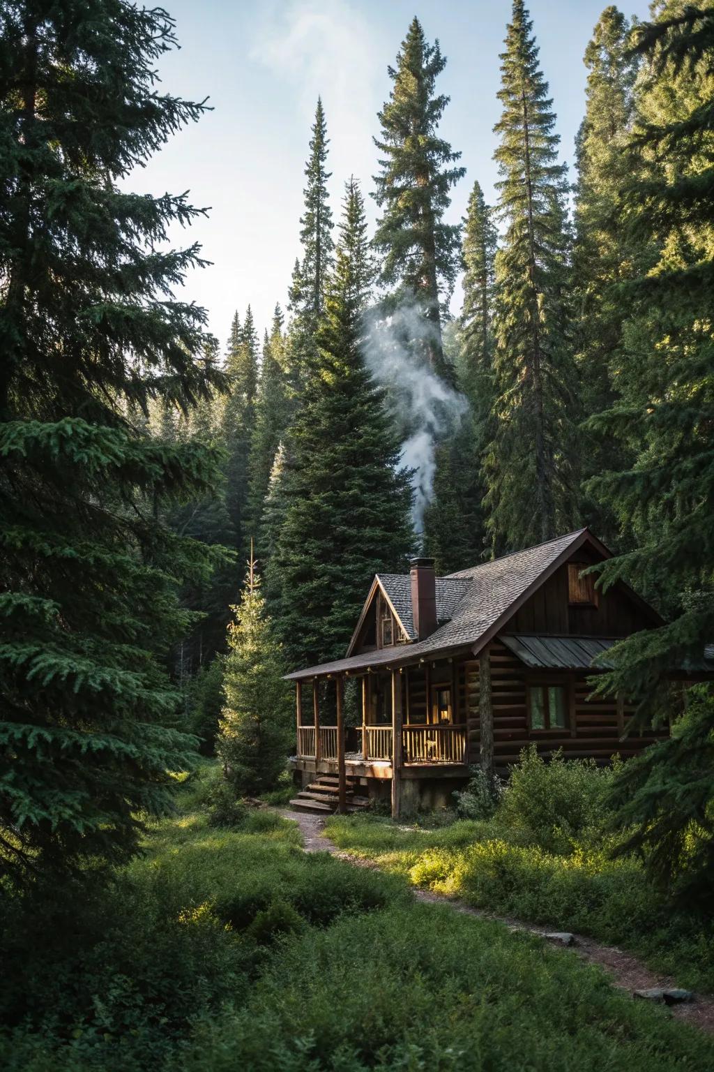 Evergreen trees offer year-round greenery and privacy.