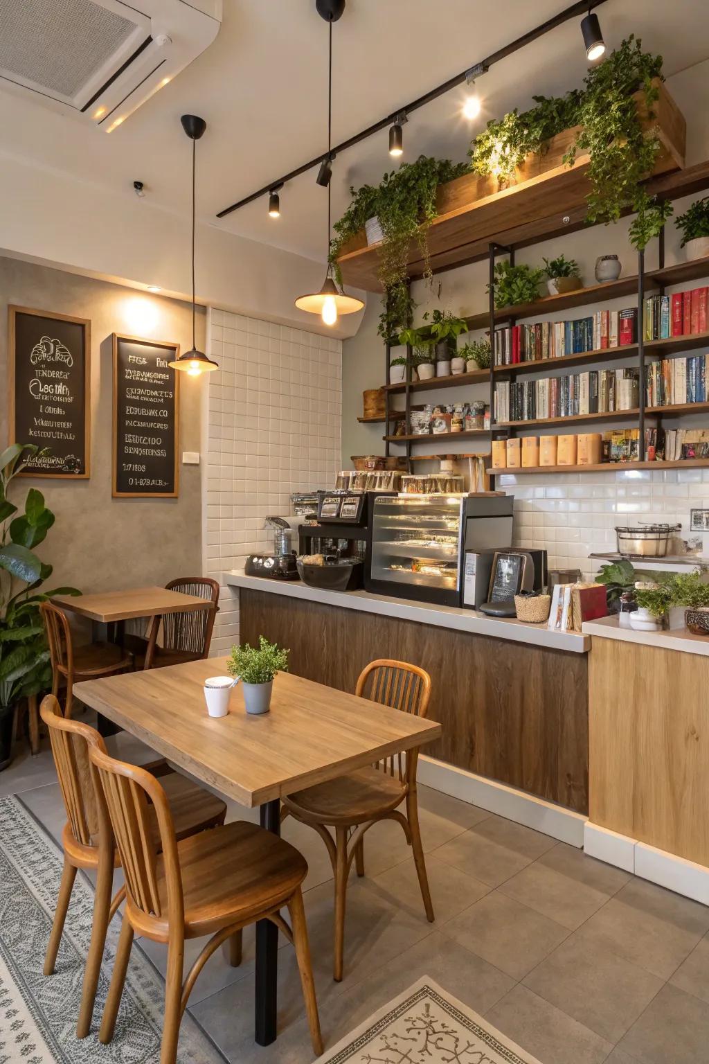 A practical design guarantees a seamless flow in your home cafe.