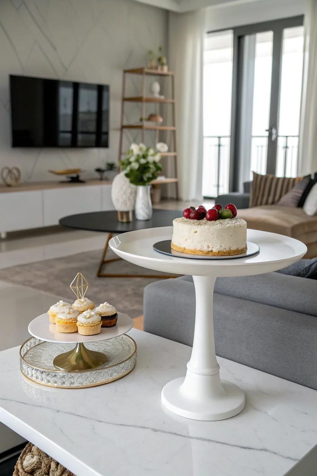 The beauty of simplicity is highlighted in a minimalist cake stand design.