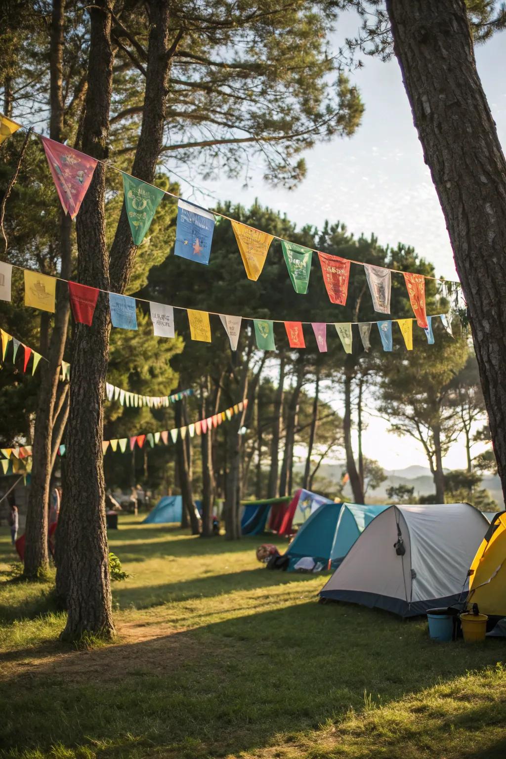 Add a celebratory vibe to your campsite with DIY banners.