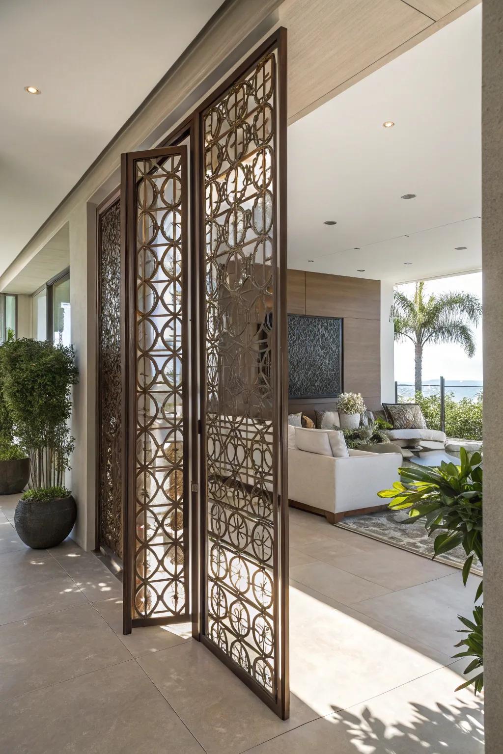 Mix privacy and design using metal screens.