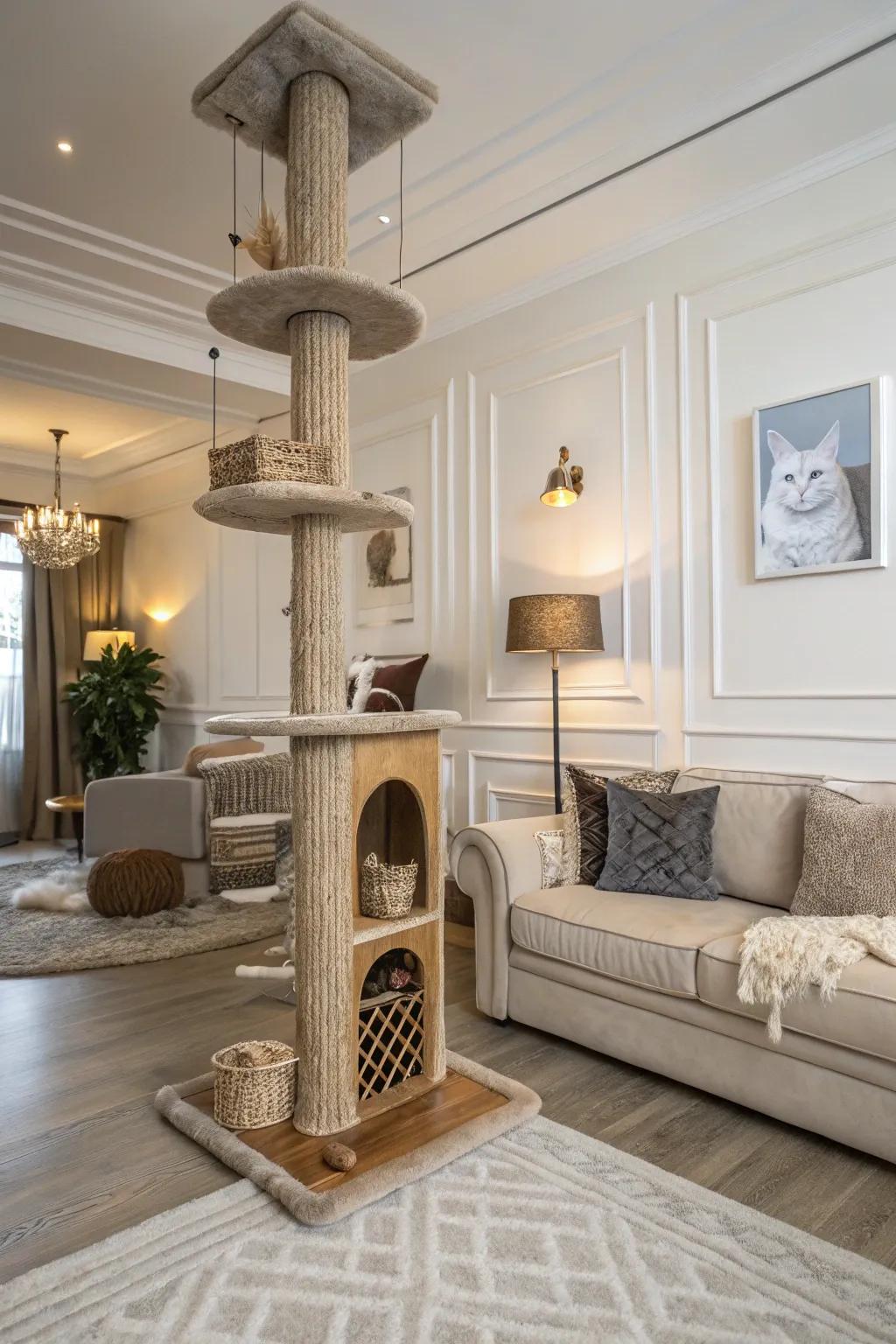 Seamless aesthetic ensures your cat tower enhances your home.
