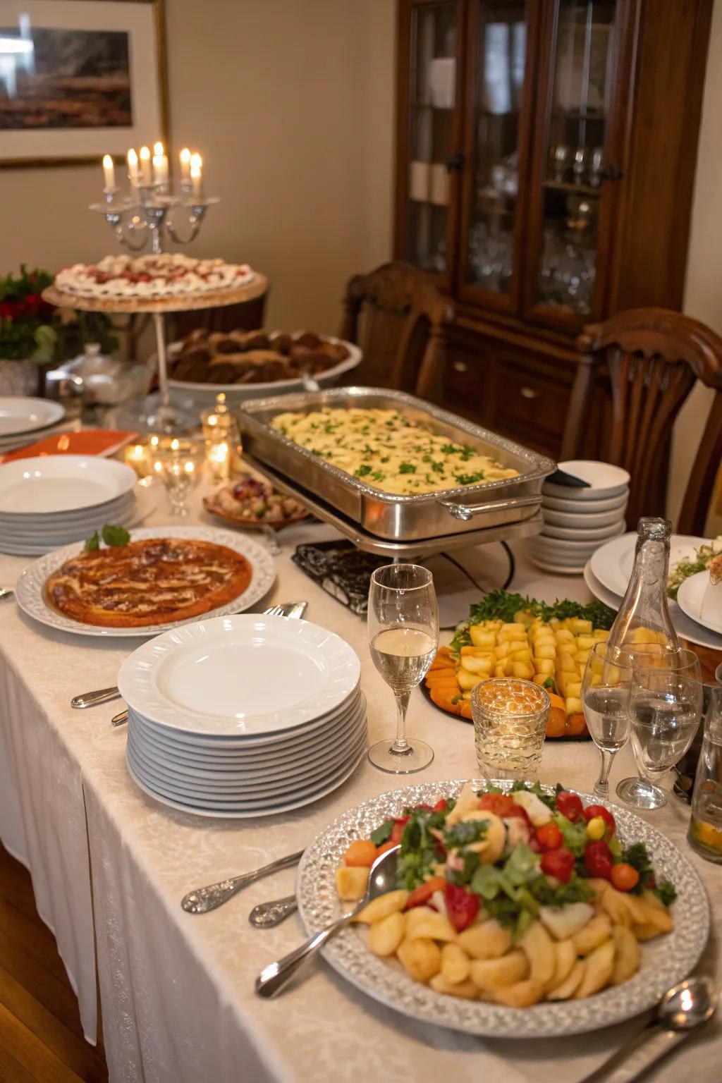 A mix of cold and hot foods keeps the menu interesting.