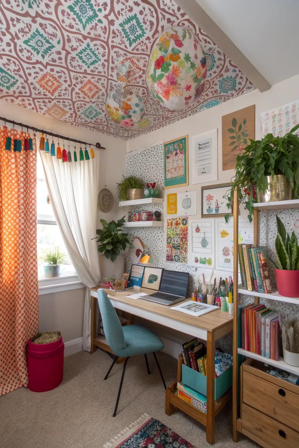 Patterned curtains bringing a playful vibe